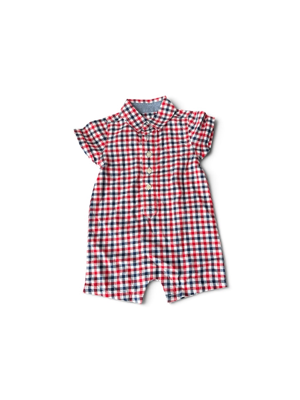 Baby Bgosh Toddler Red & Blue Plaid Short Romper size 9months